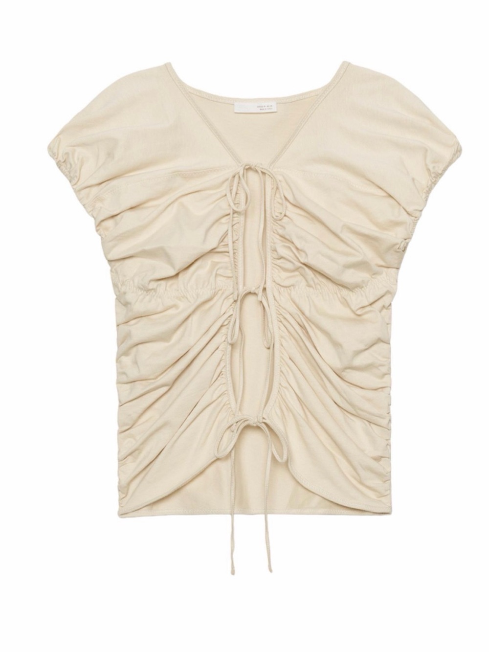 Zara Women’s Cream Butter Yellow Drawstring Ruched Top